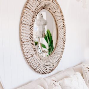 Rattan Wall Mirror - Boho Round Accent Mirror